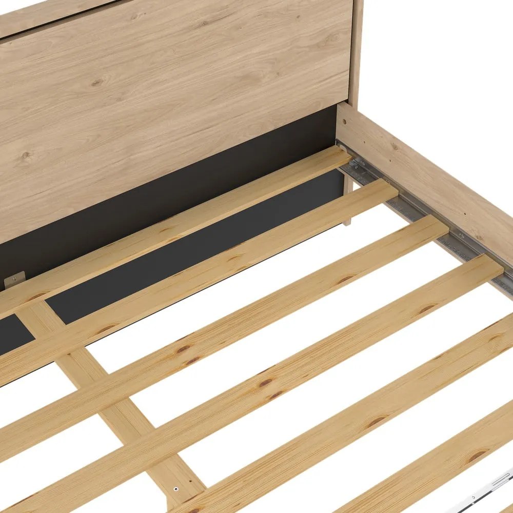 Natúr színű franciaágy ágyráccsal 180x200 cm tölgyfa dekorral Ry – Tvilum