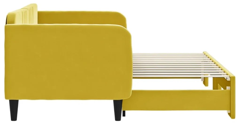 sárga kihúzható bársony heverő 80 x 200 cm