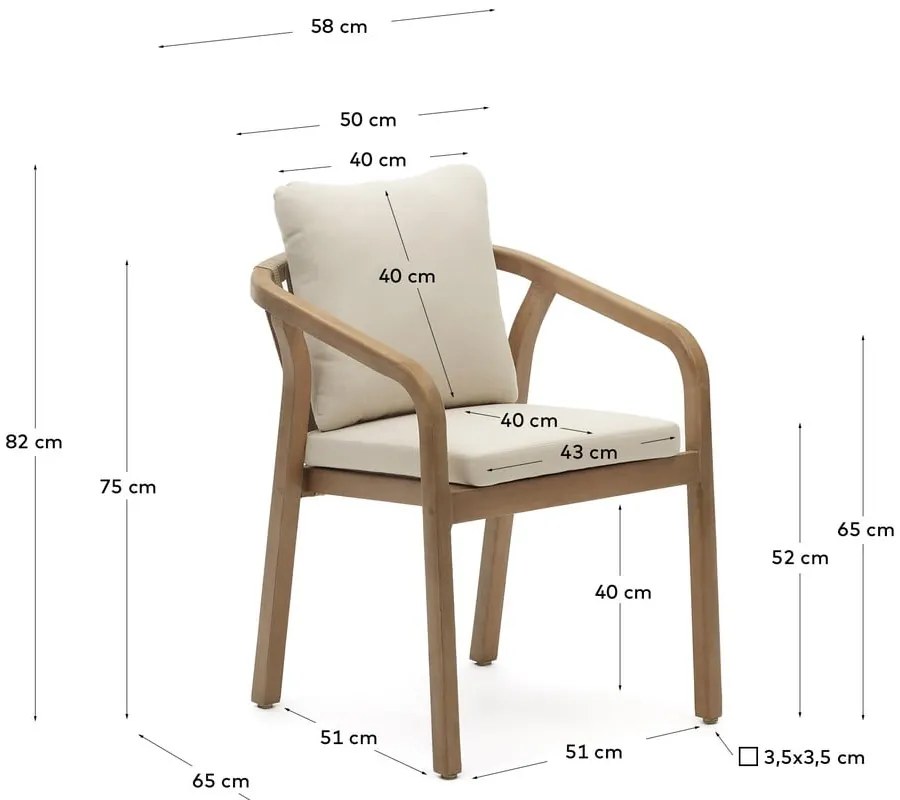 Bézs-natúr színű étkezőszék szett 4 db-os Malaret – Kave Home
