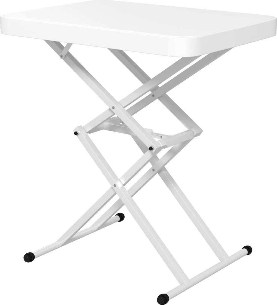 Outsunny Magasságban Állítható Összecsukható Kerti Oldaltámla, Műanyag Téglalap Asztal 50 kg Teherbírás, 65x45x70H cm Kávézó Asztal Kültéri és Belső H