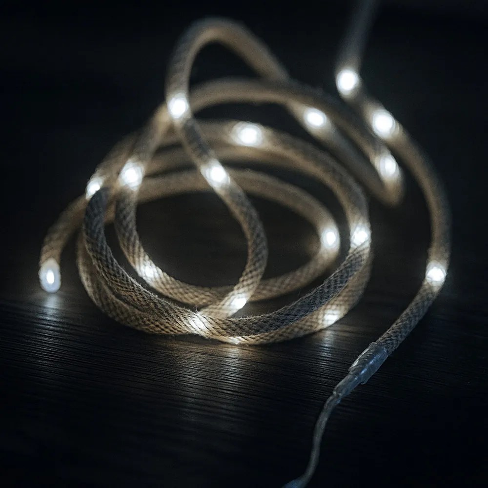 Dekortrend LED kötél fényfüzér, 20 led, meleg fehér, elemes