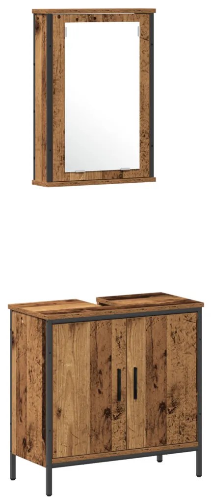 Fürdőszoba bútor szett 4 pcs Barna 33 x 33 x 185.5 cm Faanyag