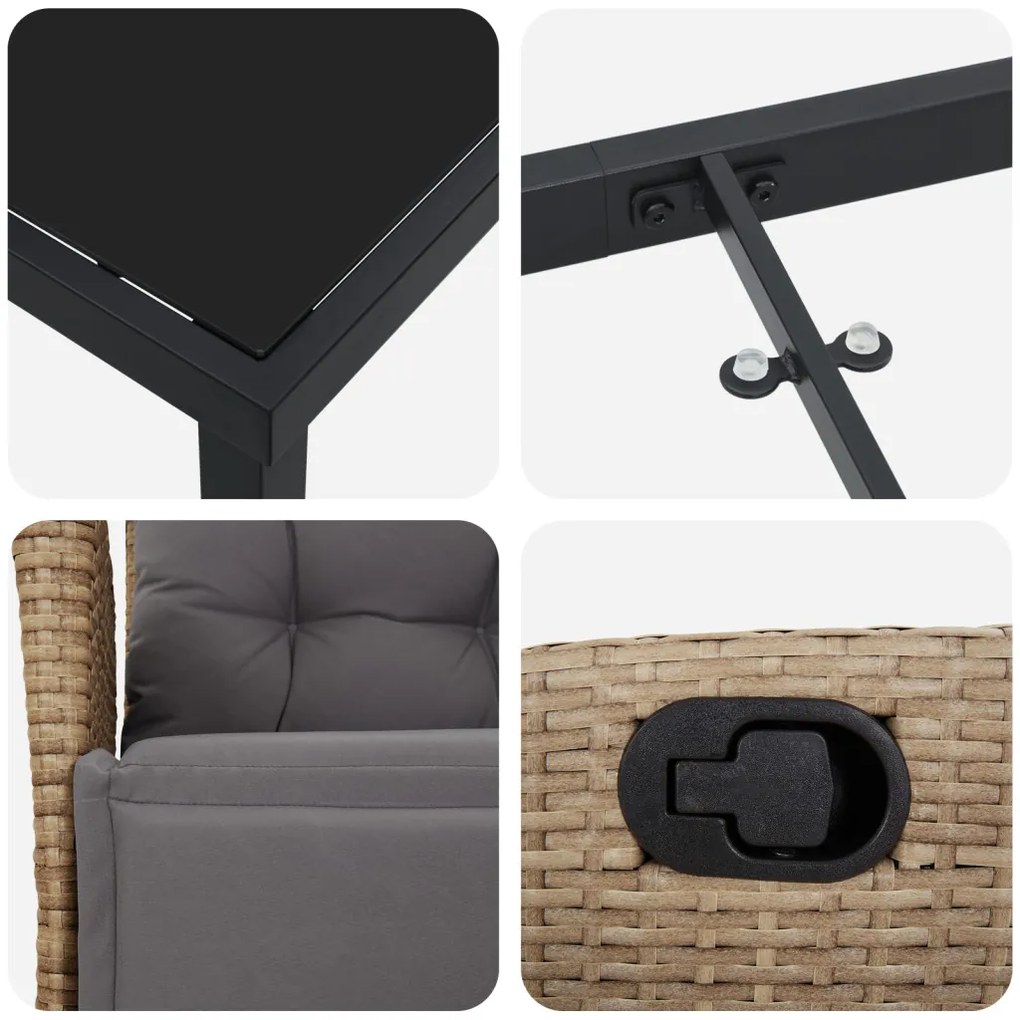 5 darabos kert étkező szett krémbézs poly rattan