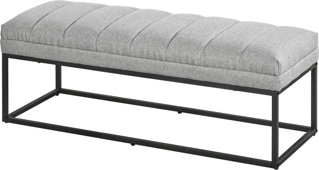 HOMCOM Kárpitozott Pad, Ágy Végi Pad Acél Lábakkal, Cipő Pad Hálószobába, Nappaliba, Előszobába, 200 kg-ig Terhelhető, 120 x 44 x 45.5 cm, Világosszür