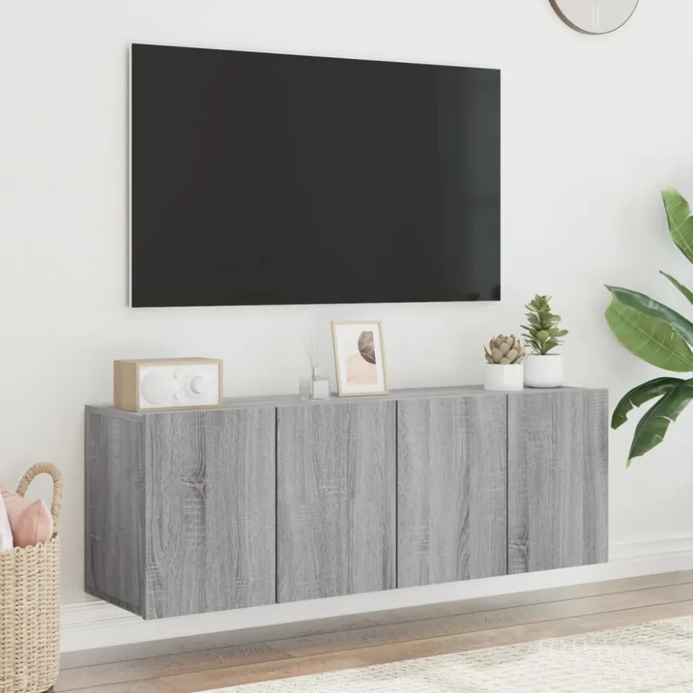 2 db szürke sonoma színű fali TV-szekrény 60 x 30 x 41cm