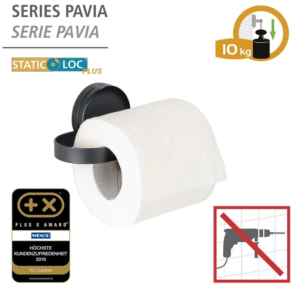 Static-Loc® Pavia fekete wc-papír tartó - Wenko