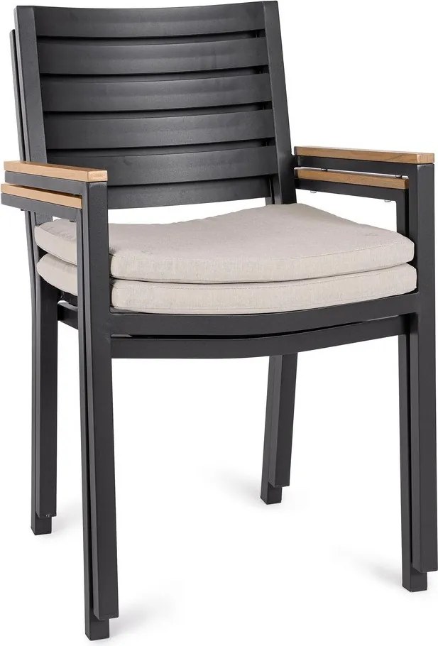 Antracitszürke fém kerti szék Henna – Bizzotto