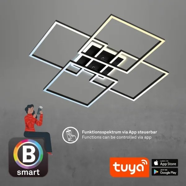 Brilo - LED dimmelhető mennyezeti lámpatest FRAME 50W/230V Wi-Fi Tuya + távirányító 72,4x72,4cm fekete