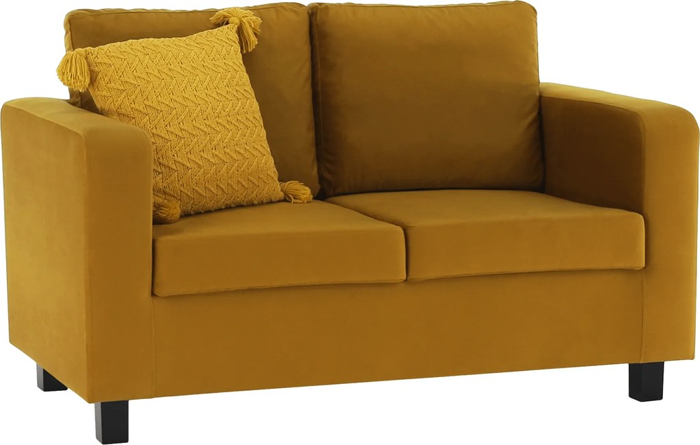 Teljesen kárpitozott heverő, mustár színű szövet, LUANA