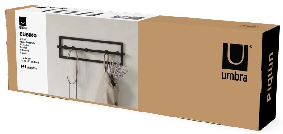 Fekete fém fali fogas Cubiko – Umbra