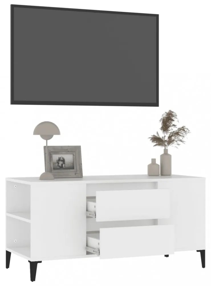 fehér szerelt fa TV-szekrény 102x44,5x50 cm
