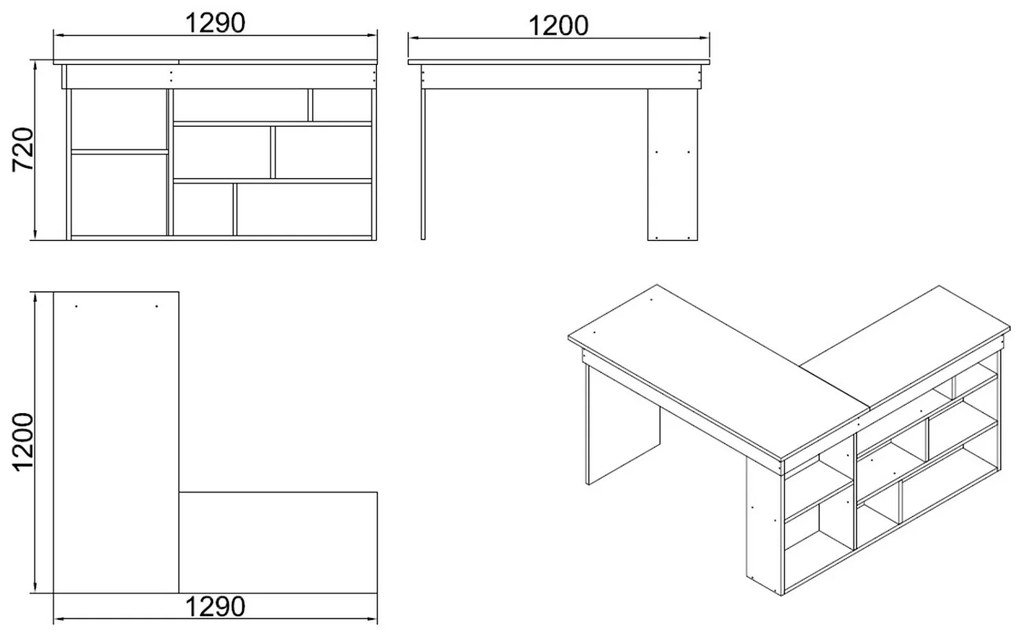 Design sarok íróasztal Daisy fenyő