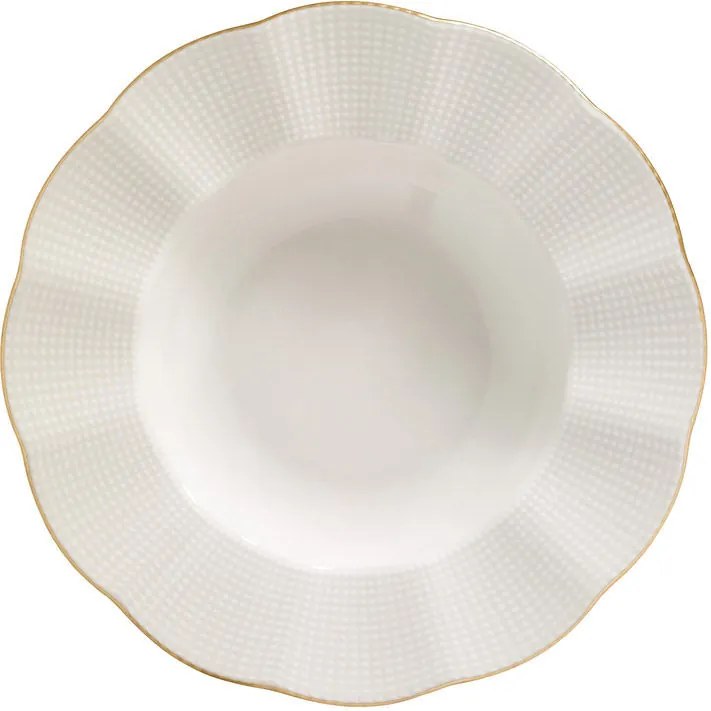 Tányérkészlet porcelán, krém-arany, 24 darabos