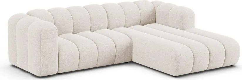 Krémszínű zsenília sarokkanapé (jobb oldali-heverő résszel) Lupine – Micadoni