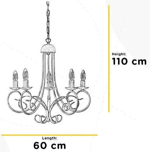 ONLI - POMPEI láncon függő csillár 5xE14/6W/230V krémszínű