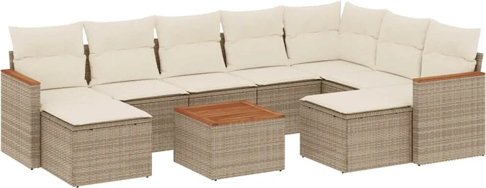 vidaXL 10 részes bézs polyrattan kerti ülőgarnitúra párnával