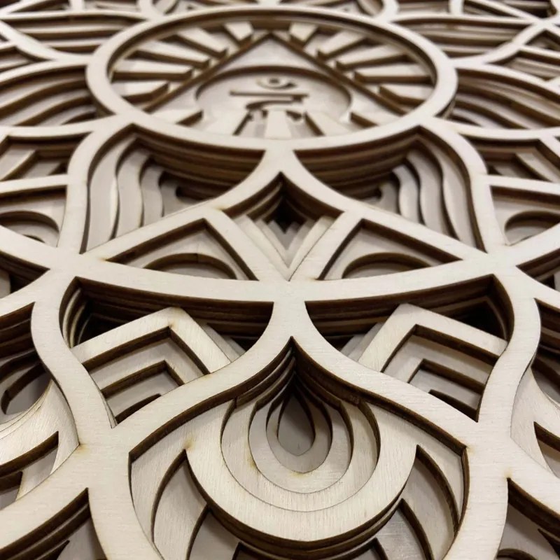 Nagyméretű 3D-s fa falfestmény I. Kommunikáció mandala