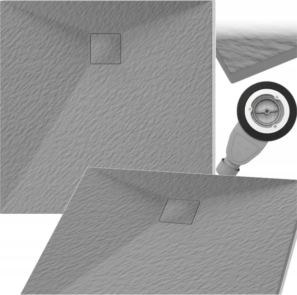 Zuhanytálca Kő szerkezet Négyzet alakú Teja Szürke 90x90 cm