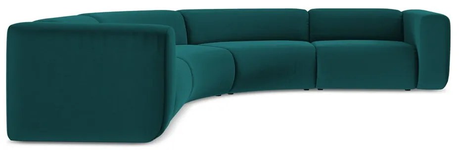 Türkiz bársony sarokkanapé Ekahi – Makamii