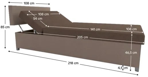 Kárpitozott heverő állítható fekvőrésszel és tárolóhellyel DALLAS 108x205 cm barna/sötétbarna