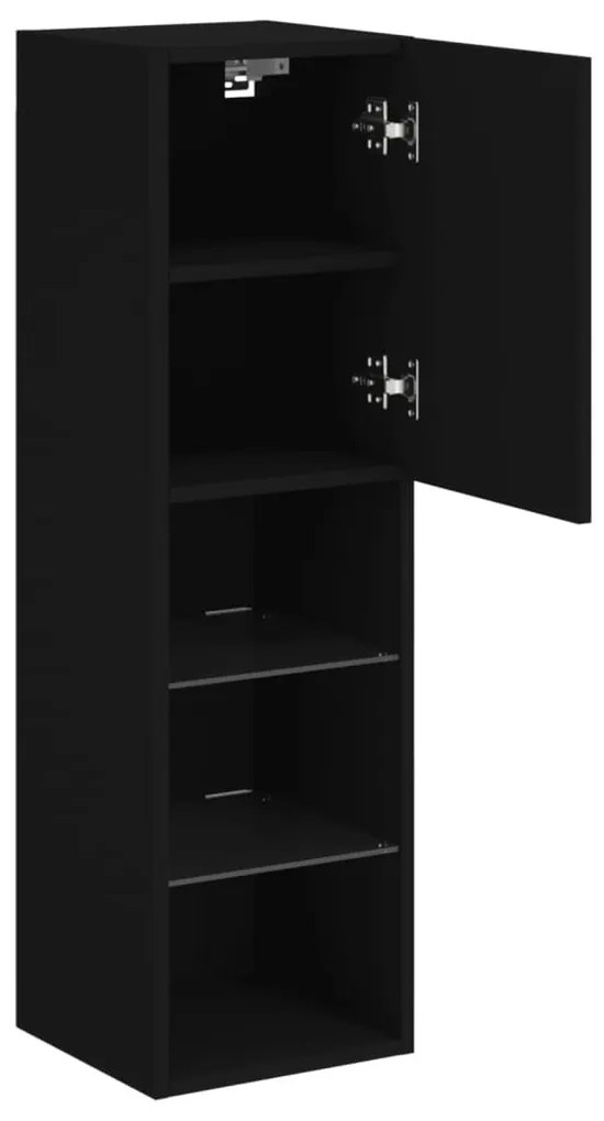 fekete TV-szekrény LED-lámpákkal 30,5 x 30 x 102 cm