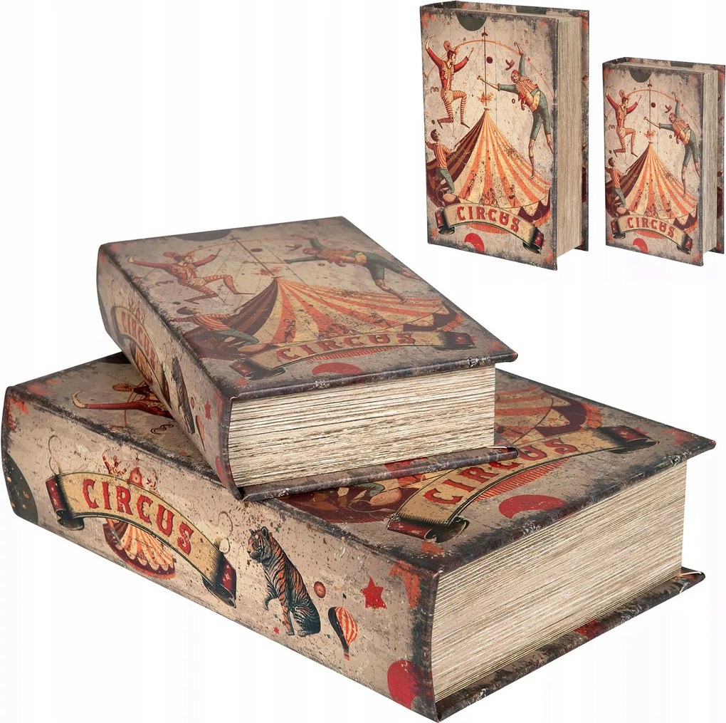 Doboz Hamis Könyv 2 db circus ékszerdoboz apróságok