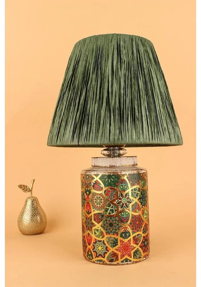 Zöld asztali lámpa papír zsinór búrával (magasság 38 cm) Alev – Opviq lights