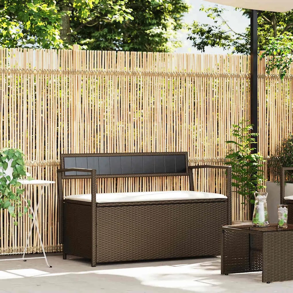 barna polyrattan kerti tárolópad párnával