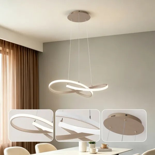 Brilagi - LED, fényerőszabályozható kábeles függőlámpa INFINITY LED/55W/230V 50x50 cm bézs + távirányító
