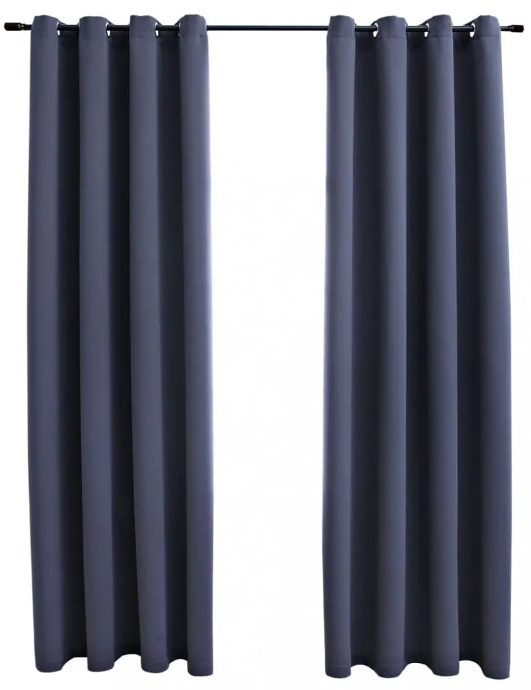 2 db antracitszürke sötétítőfüggöny fémgyűrűkkel 140 x 225 cm