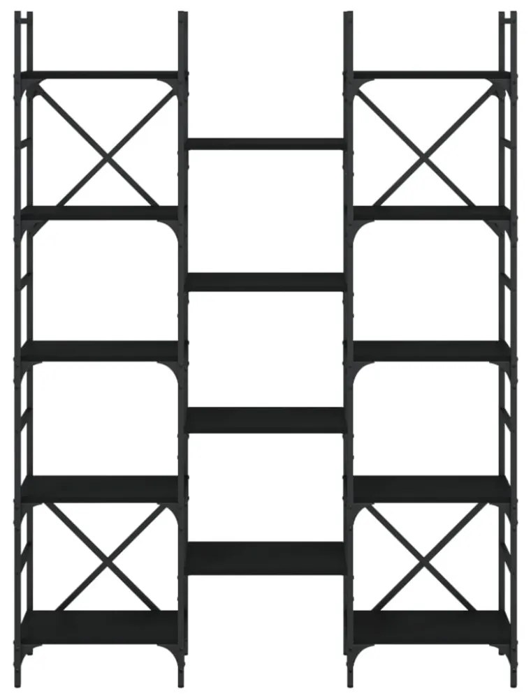 fekete szerelt fa könyvespolc 127,5x28,5x172,5 cm
