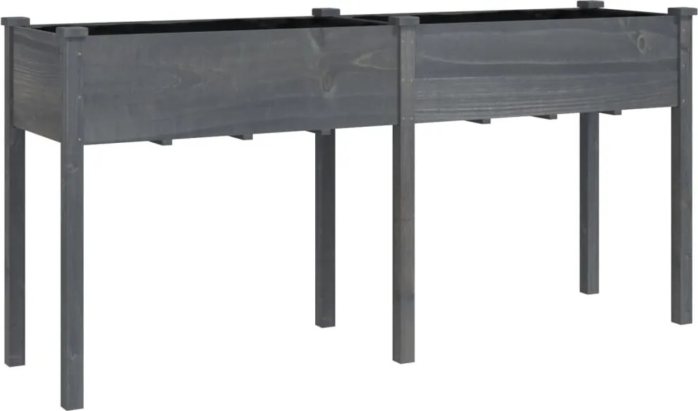 vidaXL szürke tömör fenyőfa kerti ültetőláda béléssel 161x45x76 cm