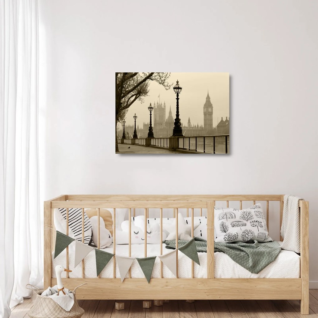 Kép - London a ködben, Anglia (üvegen) (70x50 cm)