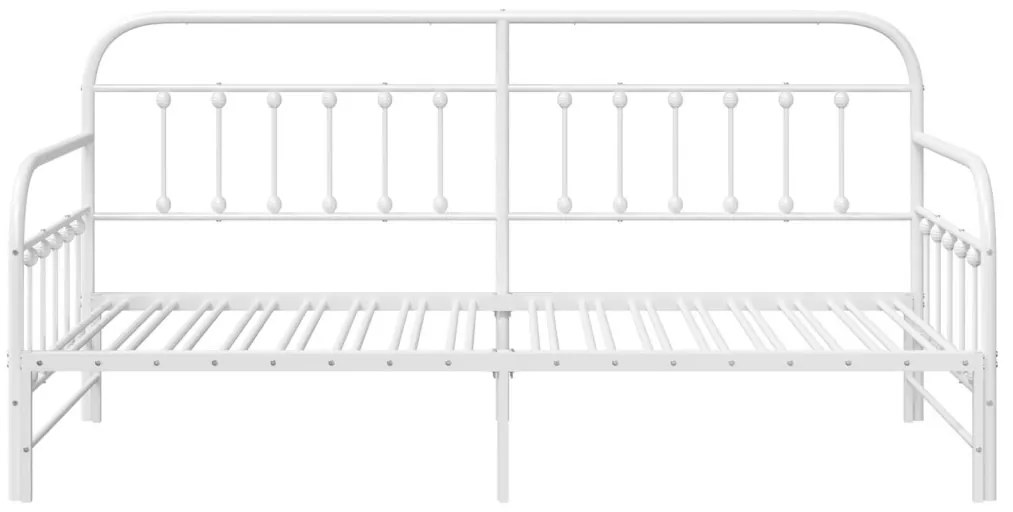 Nappaliágy Fém Trundle ágyneműtartóval Fehér 90x200 cm