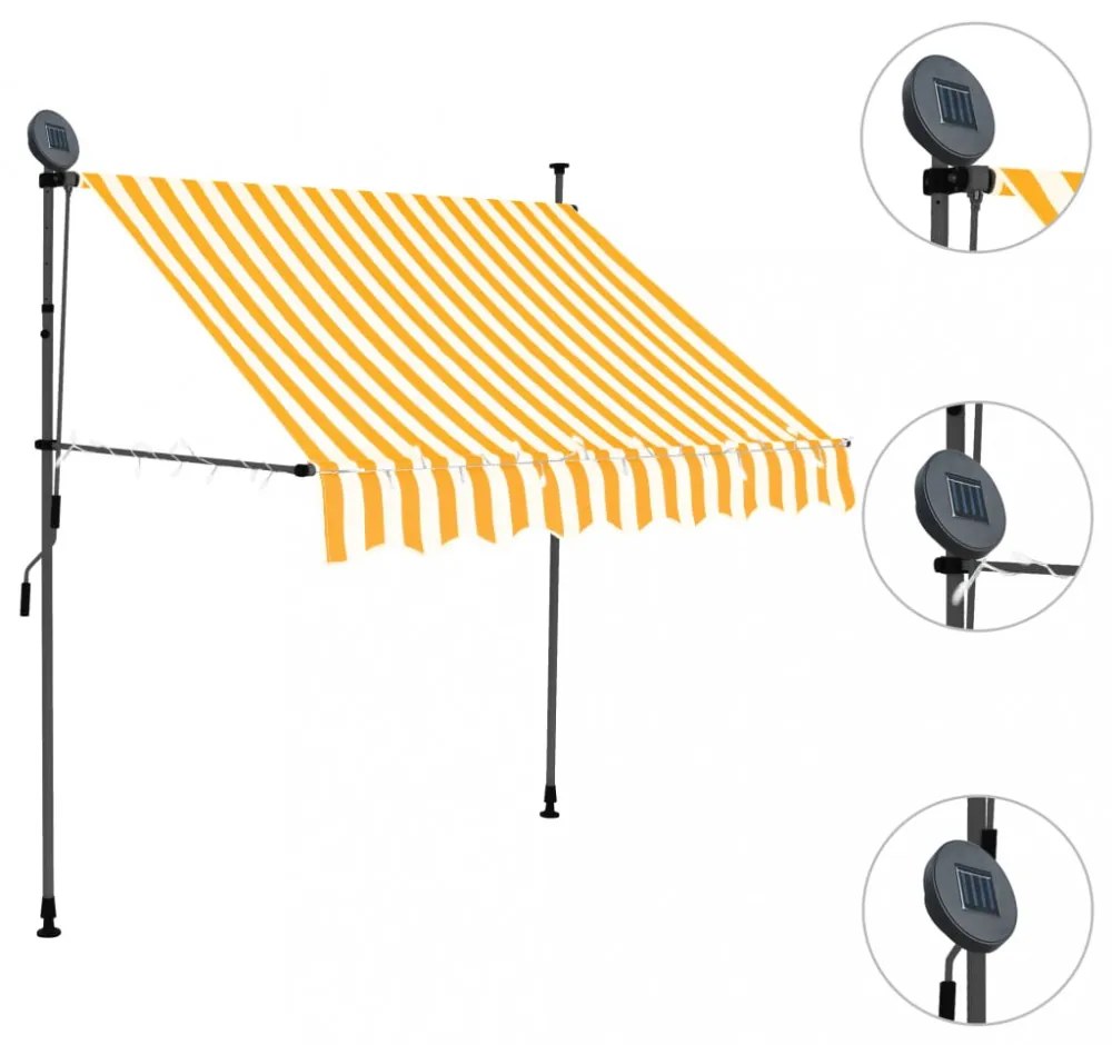 fehér-narancssárga kézzel kihúzható LED-es napellenző 100 cm