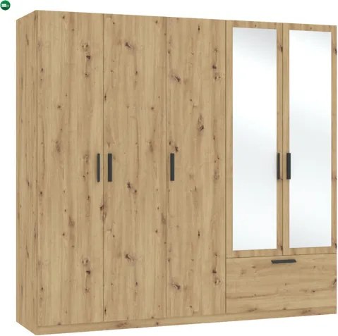 LITA WARDROBE 5D1S ARTISAN OAK WITH MIRROR