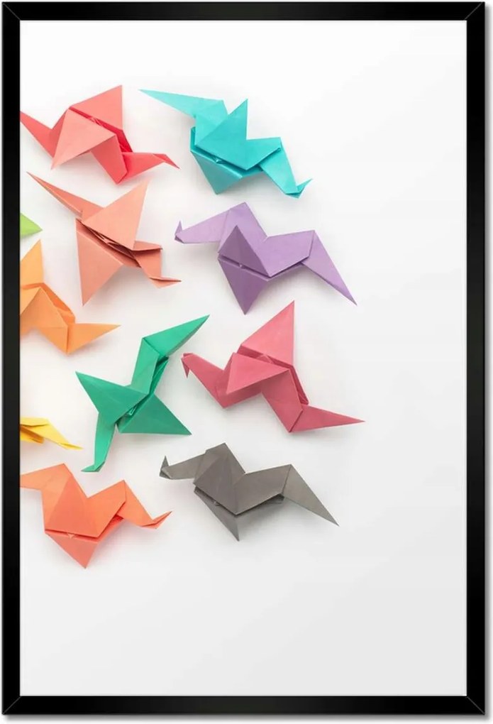 Poszterek keretben 40x60 Színes origami madarak