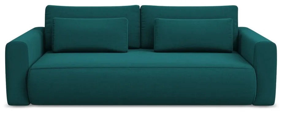 Türkiz bársony kinyitható-tárolóhelyes kanapé 238 cm Kapua – Makamii