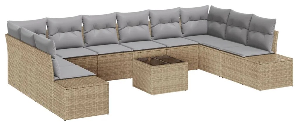 Kerti Kanapé Szett párnával 11 pcs Bézs polirattan