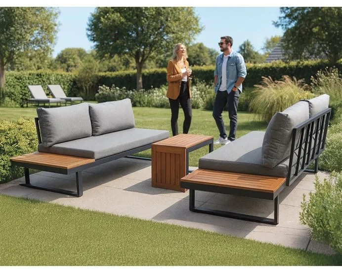 Kerti Garnitúra, Alumínium + Polywood, Szürke. AZS-G1924 GREY