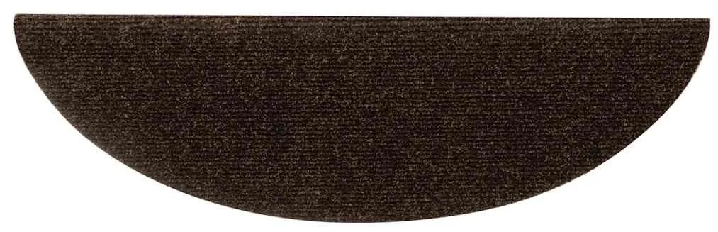 öntapadós lépcsőszőnyegek 30 db, barna, félkör alakú, 56 x 17 x 3 cm