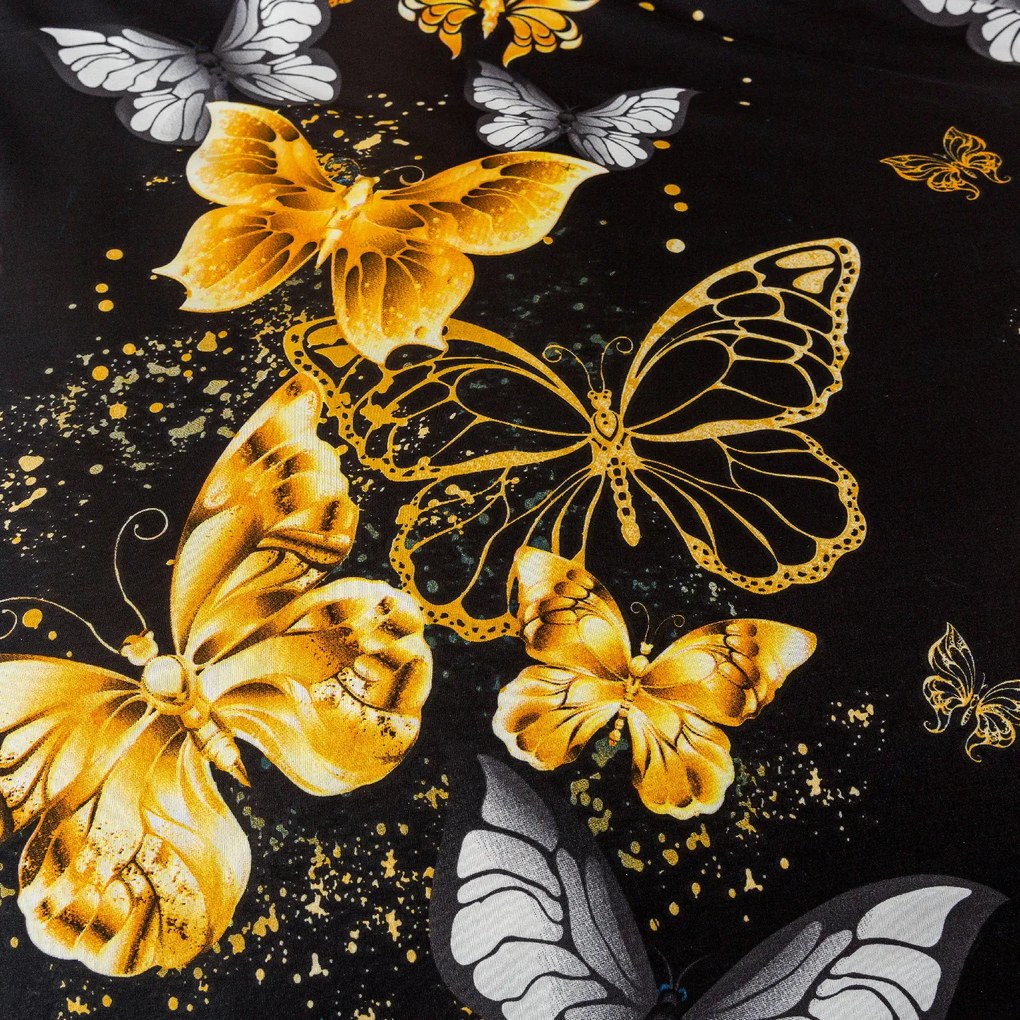 Mikroszálas párnahuzat GOLD BUTTERFLY 50x70 cm, fekete