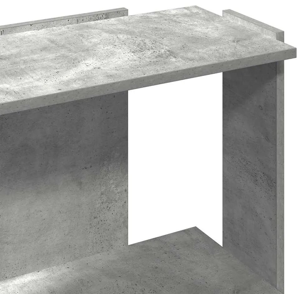 3 szintes betonszürke szerelt fa könyvespolc 60x30x80 cm