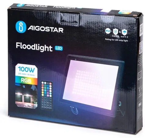 Aigostar - LED RGB reflektor, 100W, 230V, IP65 + távirányító