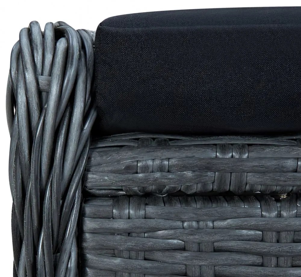 sötétszürke dönthető polyrattan kerti szék lábzsámollyal