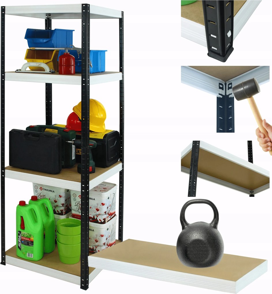 Helios fém tároló állvány garázs állvány 180x35x35cm 4Px175kg Pl