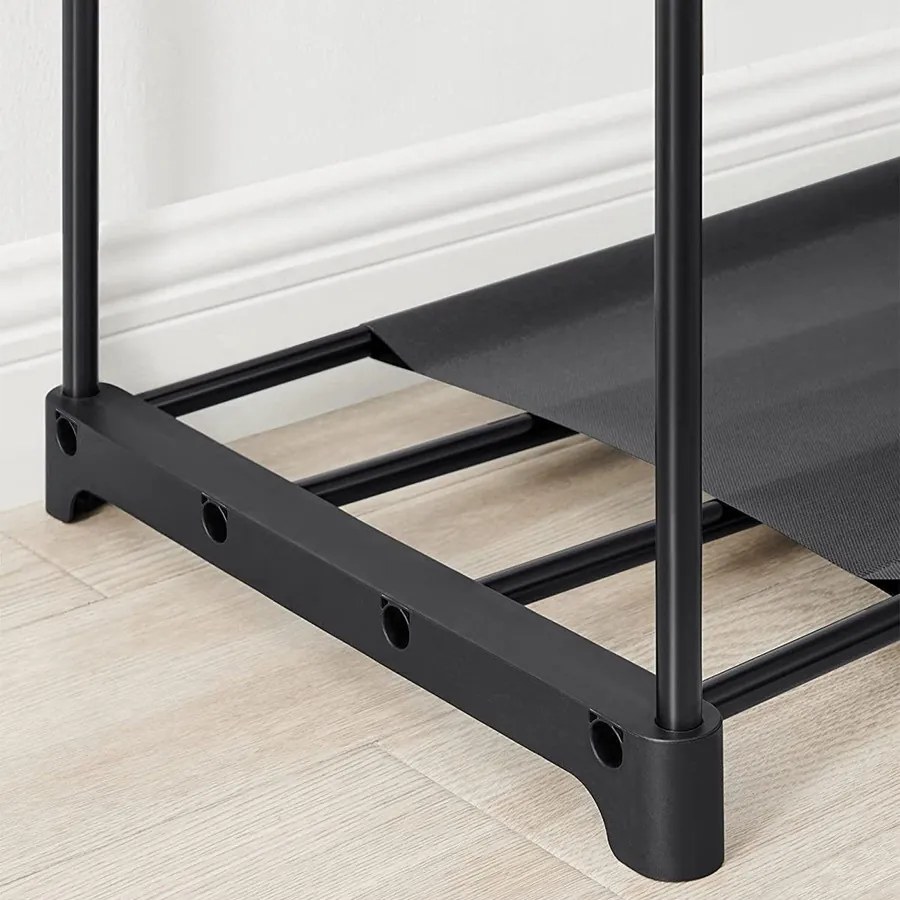 Ruhaszekrény, hordozható szekrény, ruhatartó, 138 x 43 x 182 cm, fekete