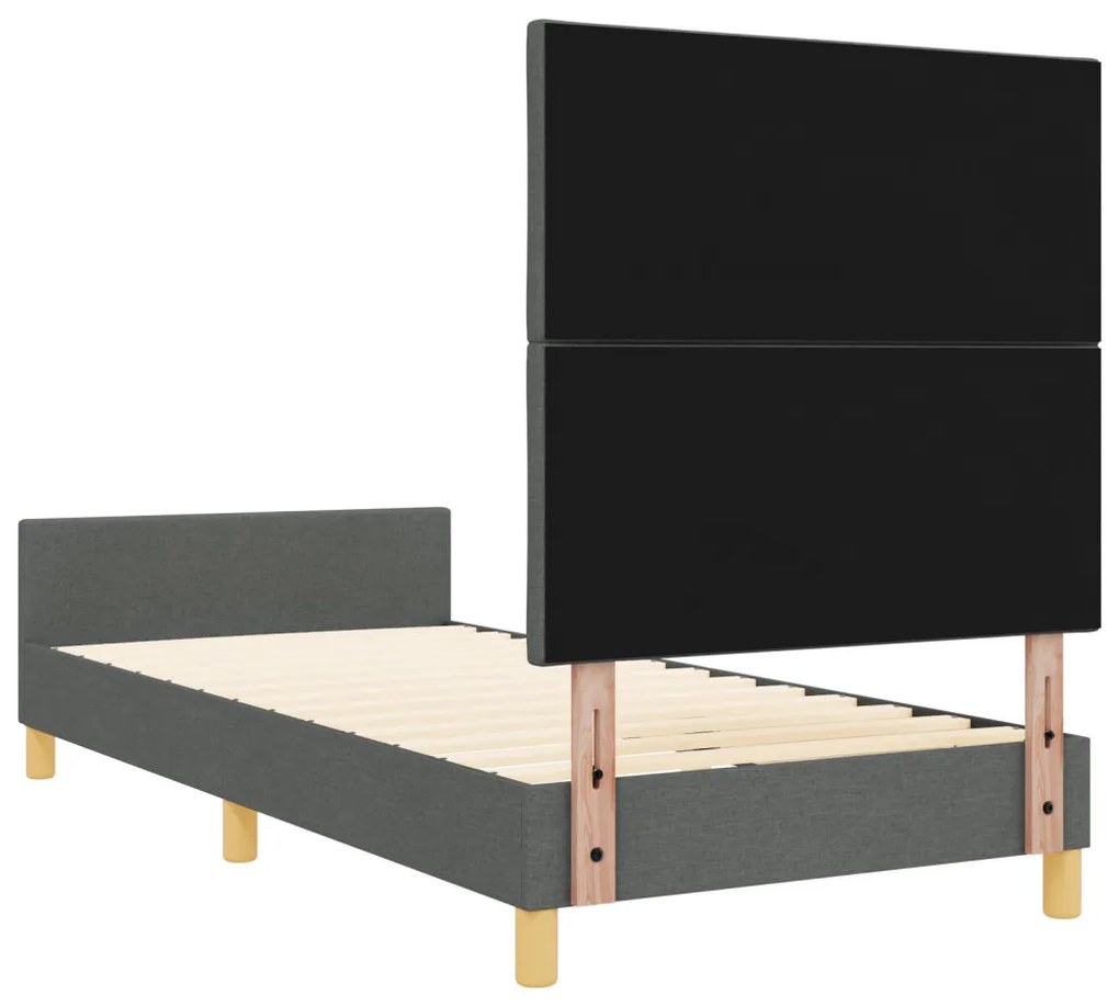 Ágykeret fejtámlával Sötétszürke 90 x 200 cm szövet