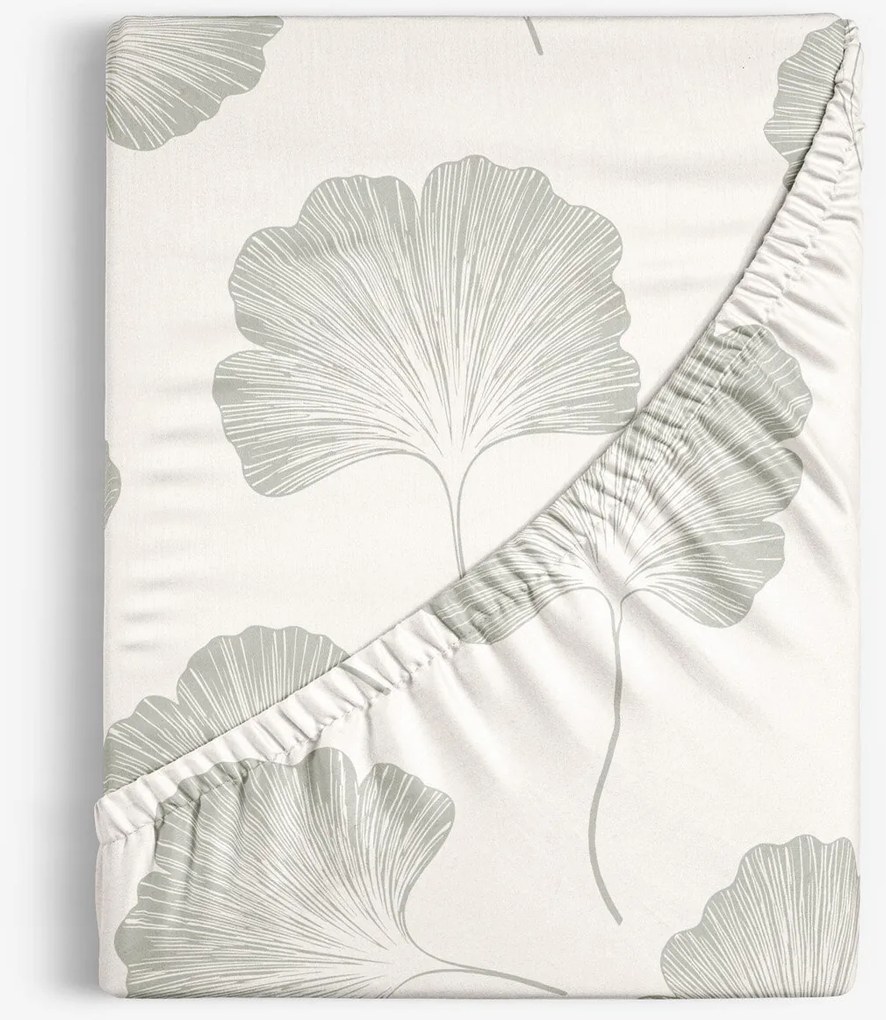 Goldea pamut gumis lepedő - minimalista ginkgolevelek 80 x 160 cm