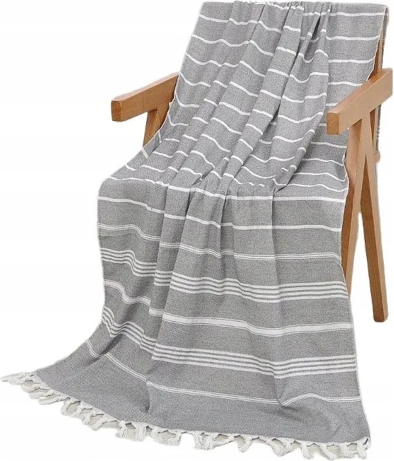 Boho strandtörölköző rojtokkal 90x180 cm Szürke